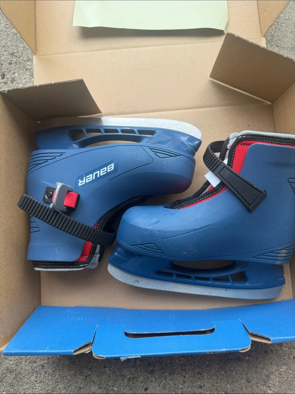 Bauer Kids Blue and Red Adjustable Ice Skates